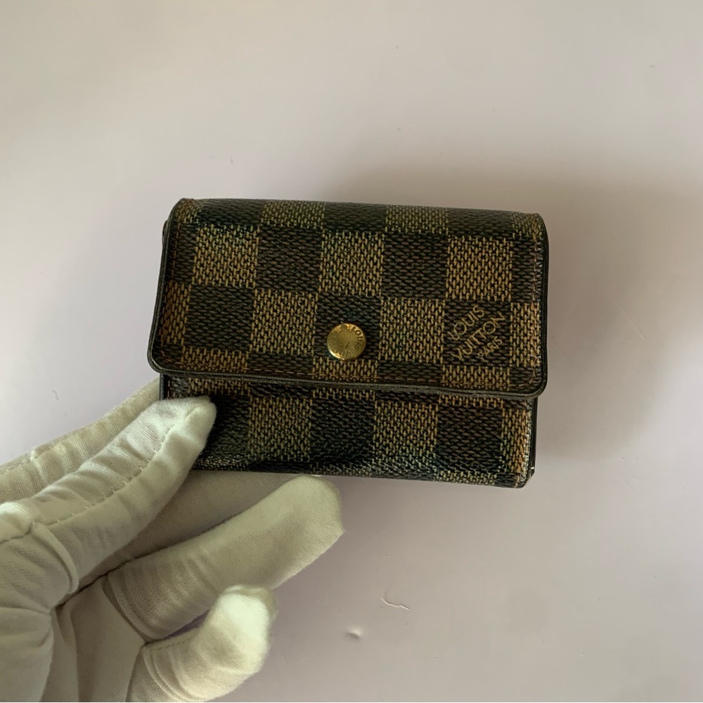 100% Authentic Louis Vuitton Porte Monnaie Flat Coin Purse Damier w/ dustbag